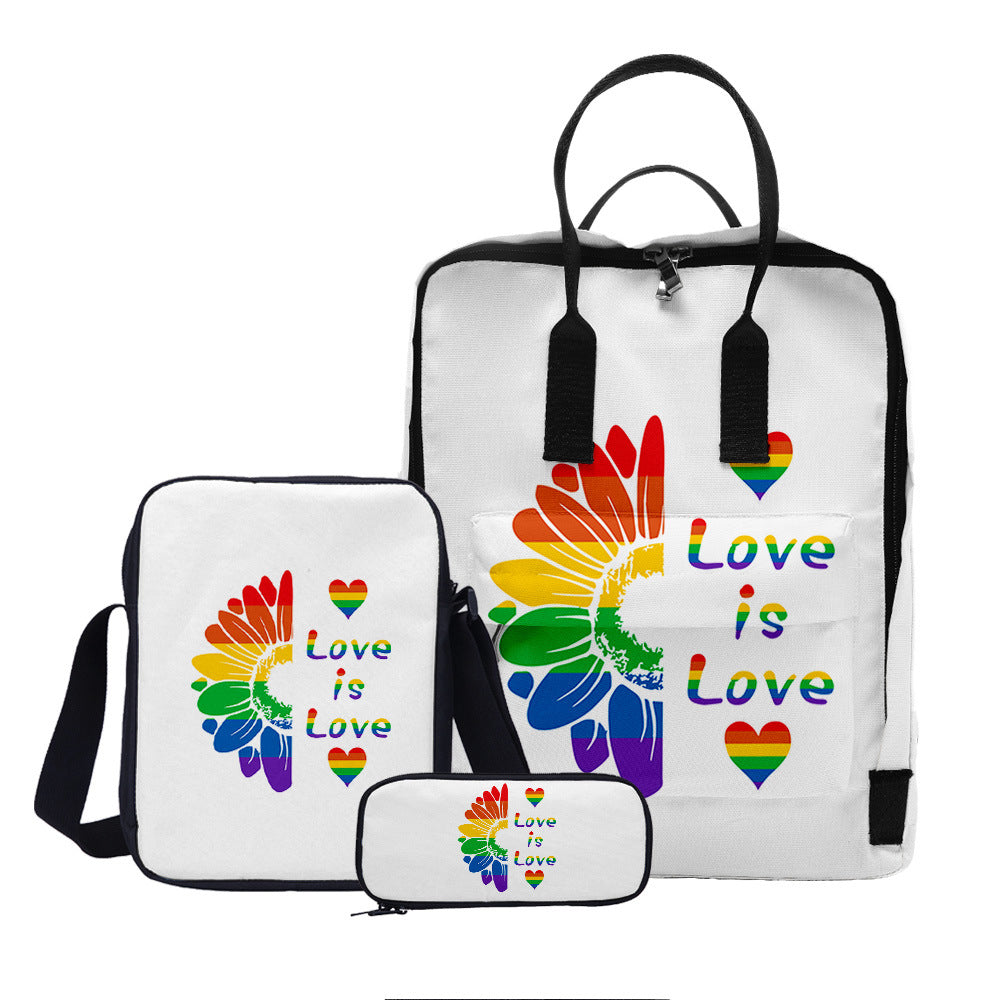 Wholesale Oxford Cloth LGBT Backpack Three-piece Set