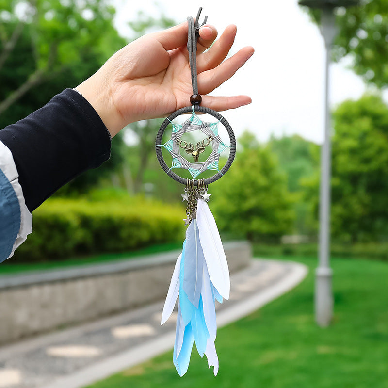 Wholesale Alloy Dream Catching Wind Chime Forest Series Handmade Feather Pendant