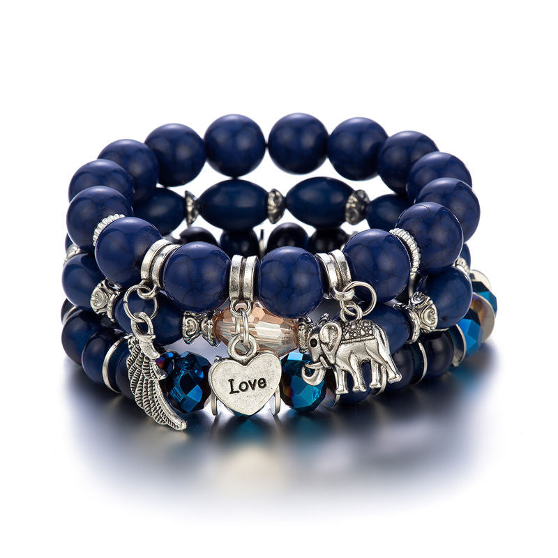 Alas de elefante al por mayor Heart Love Pattern Beade Bracelet