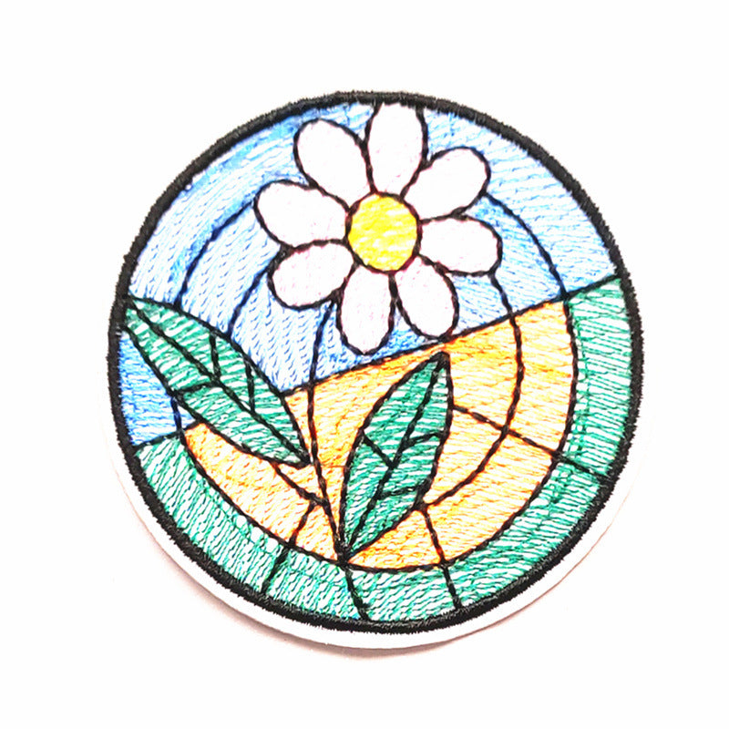 Wholesale Colorful Flower Snow Mountain Journey embroidery DIY patches