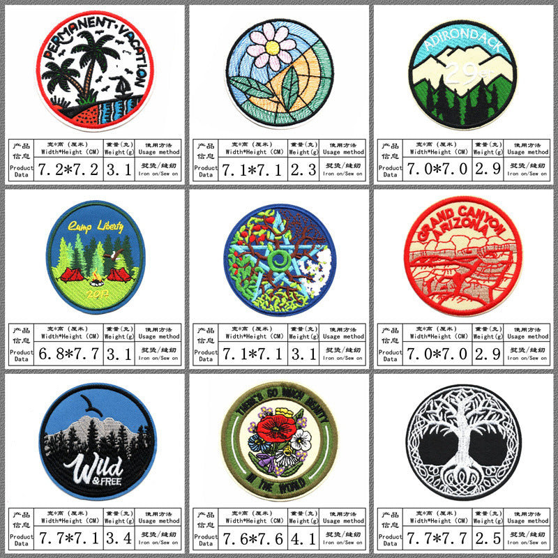 Wholesale Colorful Flower Snow Mountain Journey embroidery DIY patches