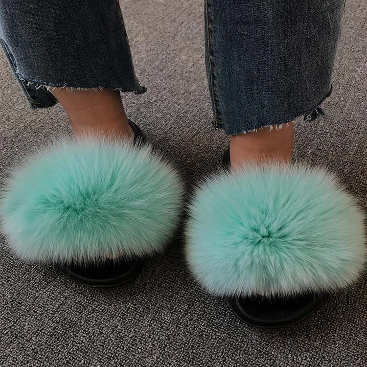 Wholesale fox fur slippers women's outdoor slippers home fur fur slippers