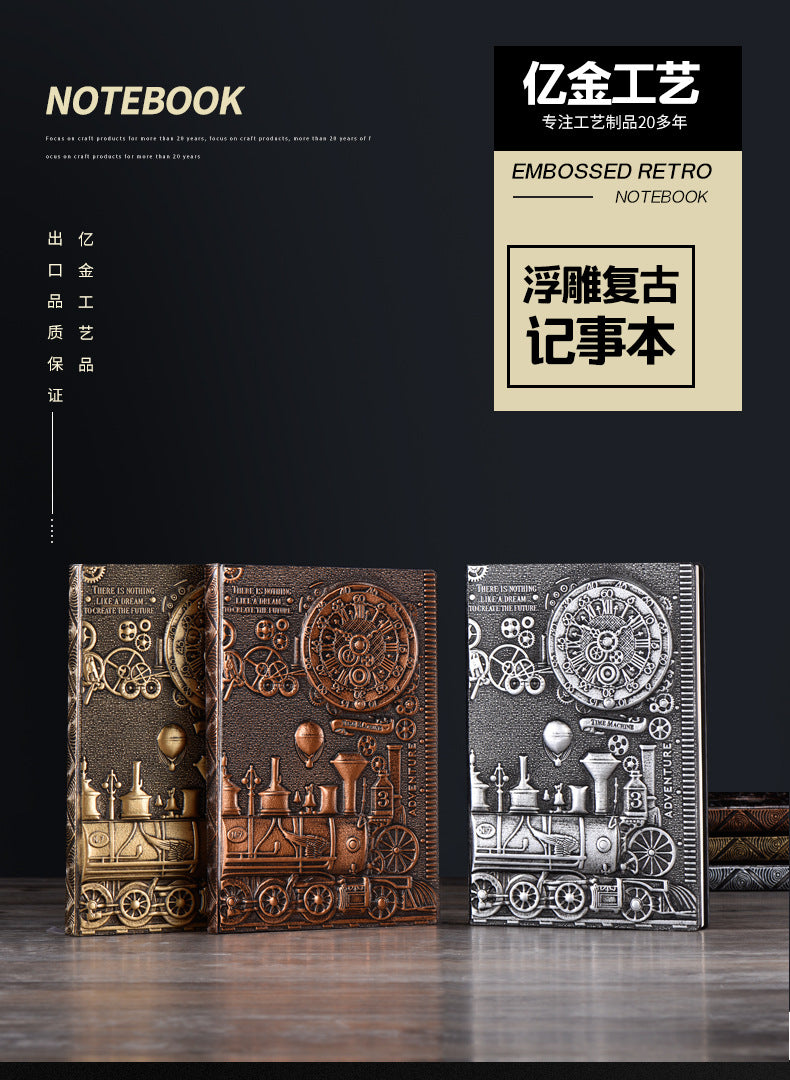 Wholesale A5 PU Embossed Three-dimensional Hand Book Notebook