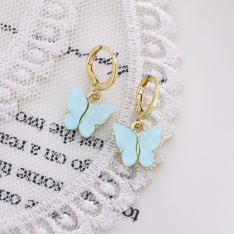 Wholesale New Earrings Fashion Color Acrylic Butterfly Small Fresh Earrings