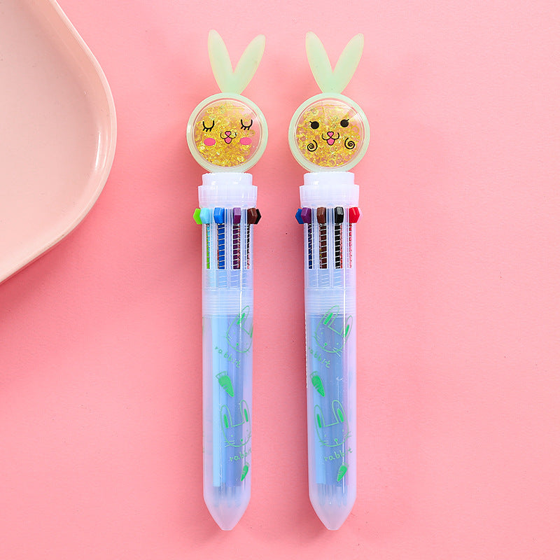 Wholesale Creative Cartoon Ten-color Plastic Ballpoint Pen