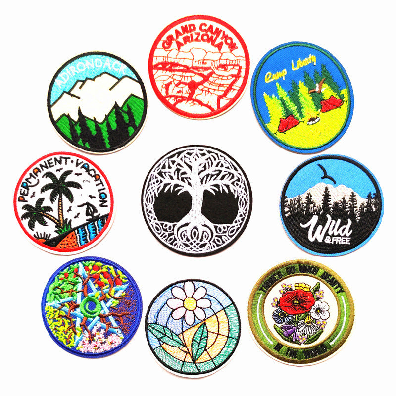 Wholesale Colorful Flower Snow Mountain Journey embroidery DIY patches