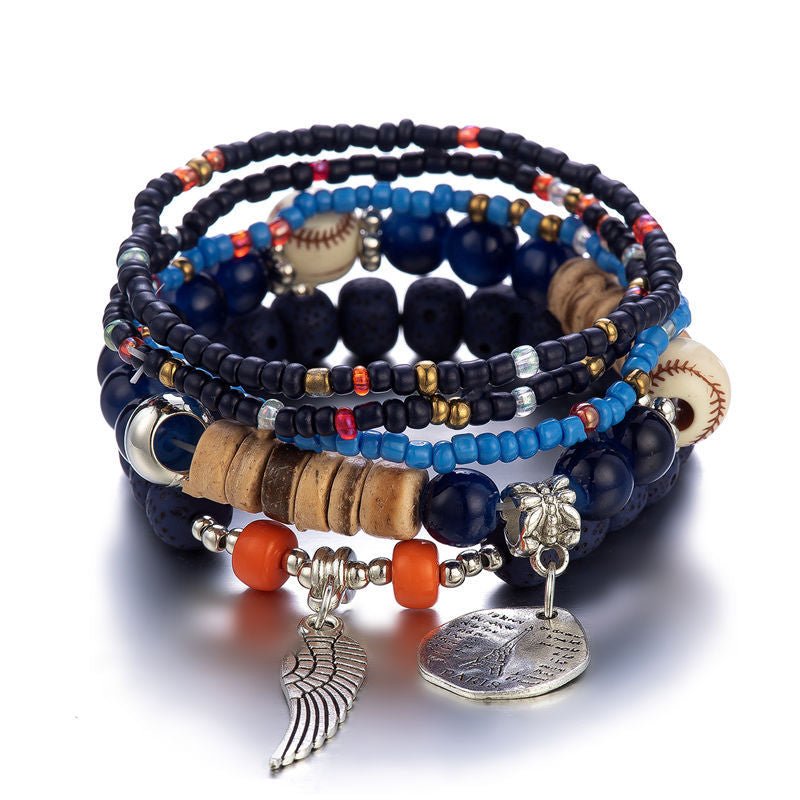 Wholesale Colorful Bohemian Multilayer Stretch Rice Beads Bracelet