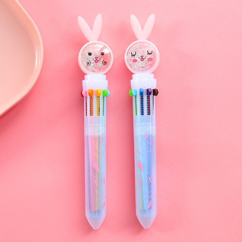 Wholesale Creative Cartoon Ten-color Plastic Ballpoint Pen