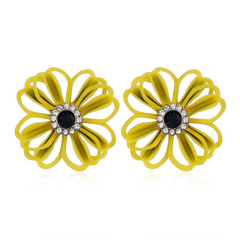 Flores de metal al por mayor Pendientes de diamantes