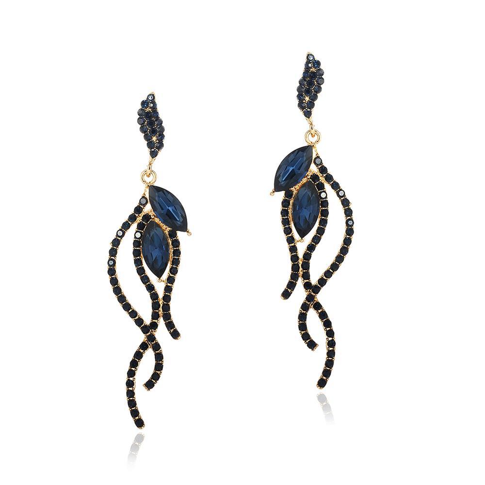 Wholesale Rhinestone Steel Needle Tassel Hollow Symmetry Earrings