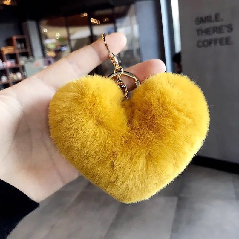 Wholesale Plush Love Keychain Peach Heart Ball Keychain
