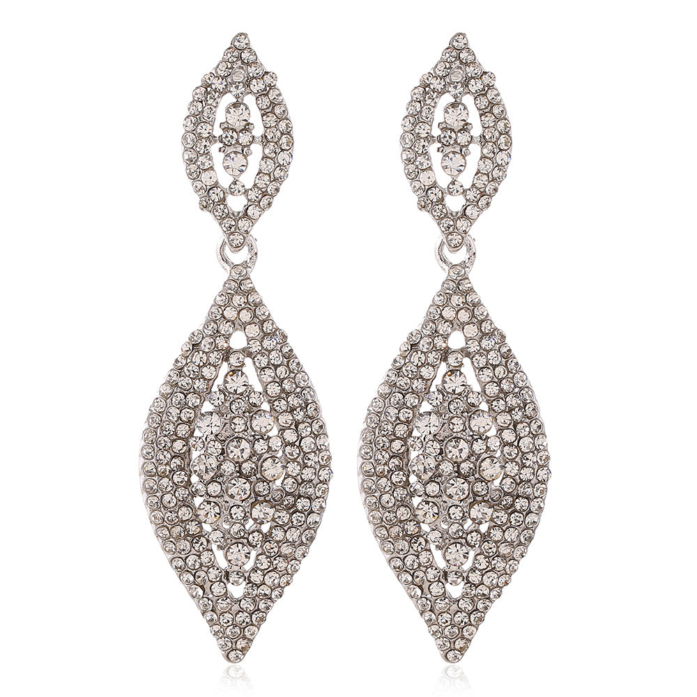 Pendientes de colgante de cristal de diamantes de aleación al por mayor