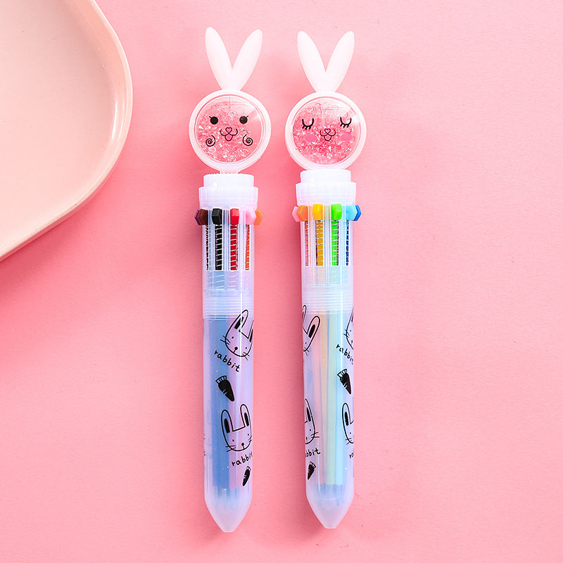 Wholesale Creative Cartoon Ten-color Plastic Ballpoint Pen