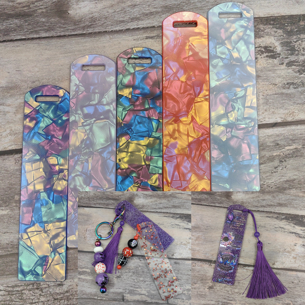 Wholesale 10 Pcs Shiny Fine Sand Geometric Pattern DIY Acrylic Bookmarks