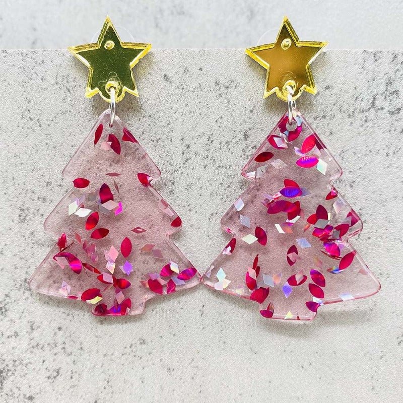 Wholesale Christmas five-pointed star acrylic earrings