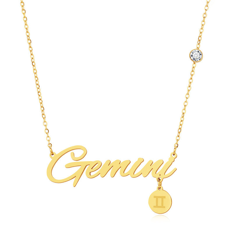 Wholesale English Letter Diamond Zodiac Necklace