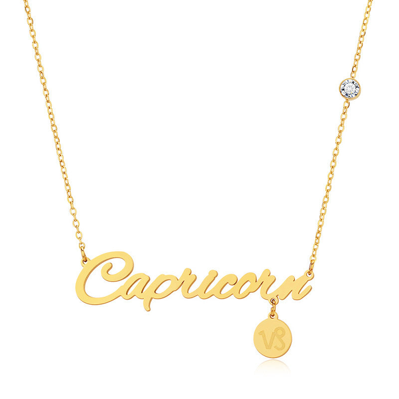 Wholesale English Letter Diamond Zodiac Necklace
