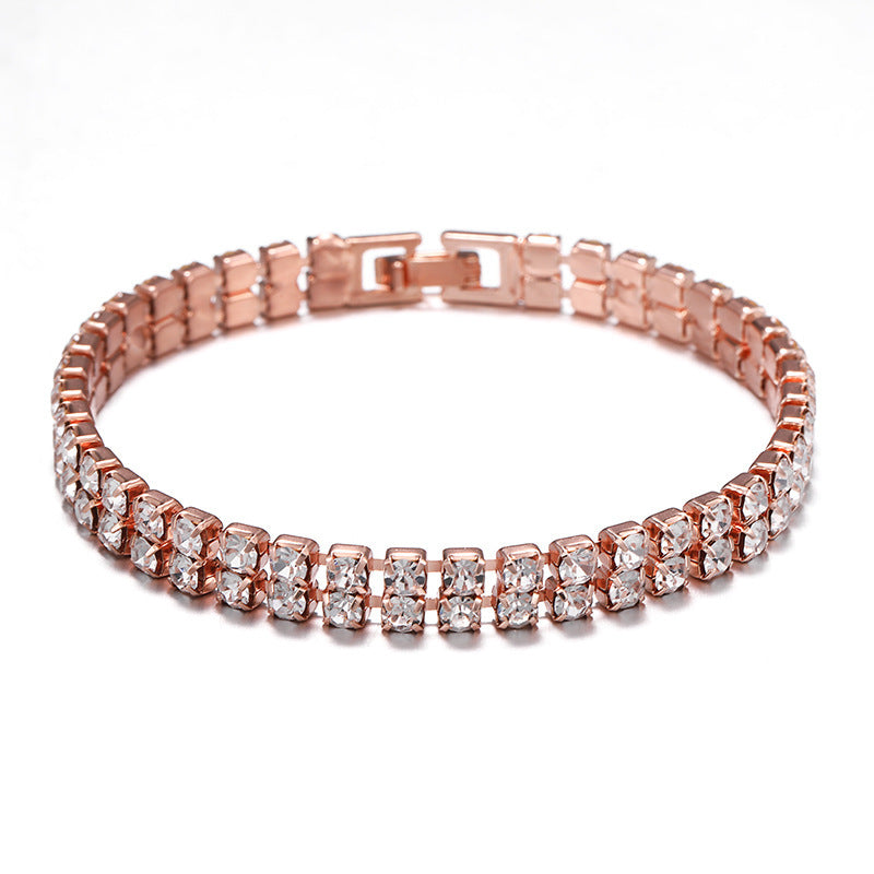 Wholesale Micro Studded Diamond Tennis Chain Double Row Bracelet
