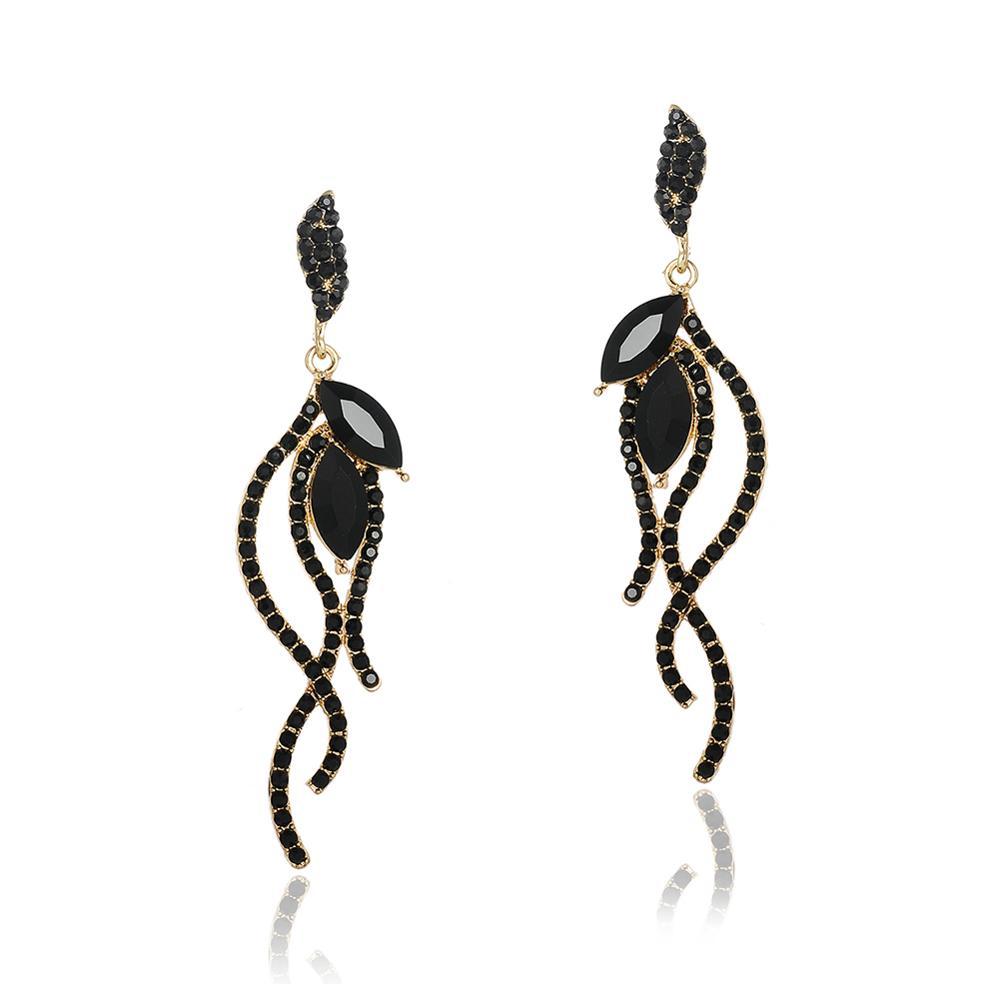 Wholesale Rhinestone Steel Needle Tassel Hollow Symmetry Earrings