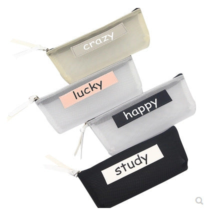 Wholesale Simple Transparent Mesh Polyester Pencil Case
