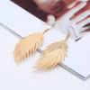 Wholesale Simple Earrings Metal Feather Frosted Leaf Pattern Earrings