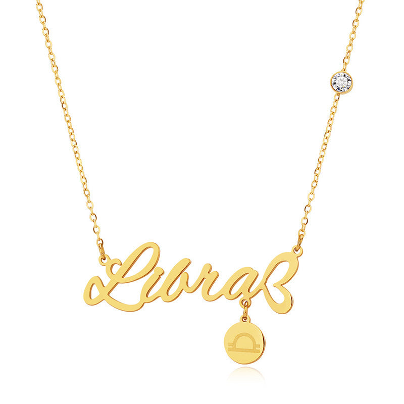 Wholesale English Letter Diamond Zodiac Necklace