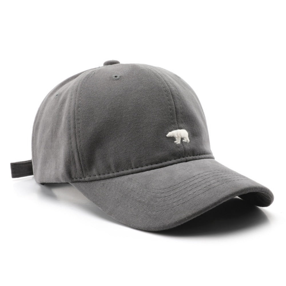 Wholesale Japanese style women's spring and autumn personalized snowflake velvet polar bear embroidered duckbill caps, outdoor men's travel sun protection and sunshade baseball caps