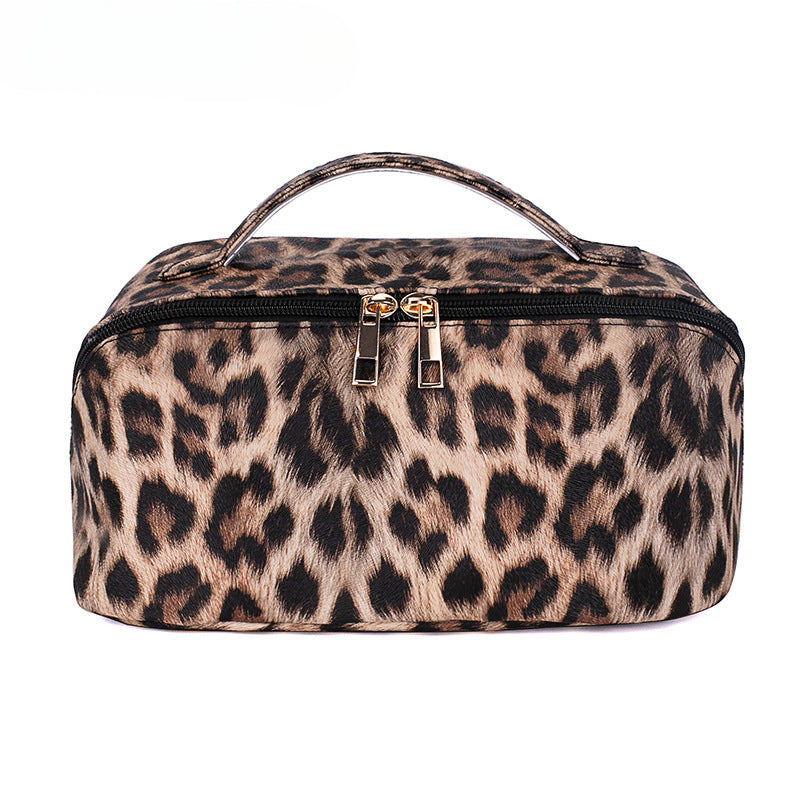 Wholesale PU Leopard Print Makeup Bags, Large Capacity Portable Storage Bags, Handbags