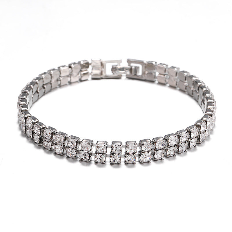 Wholesale Micro Studded Diamond Tennis Chain Double Row Bracelet