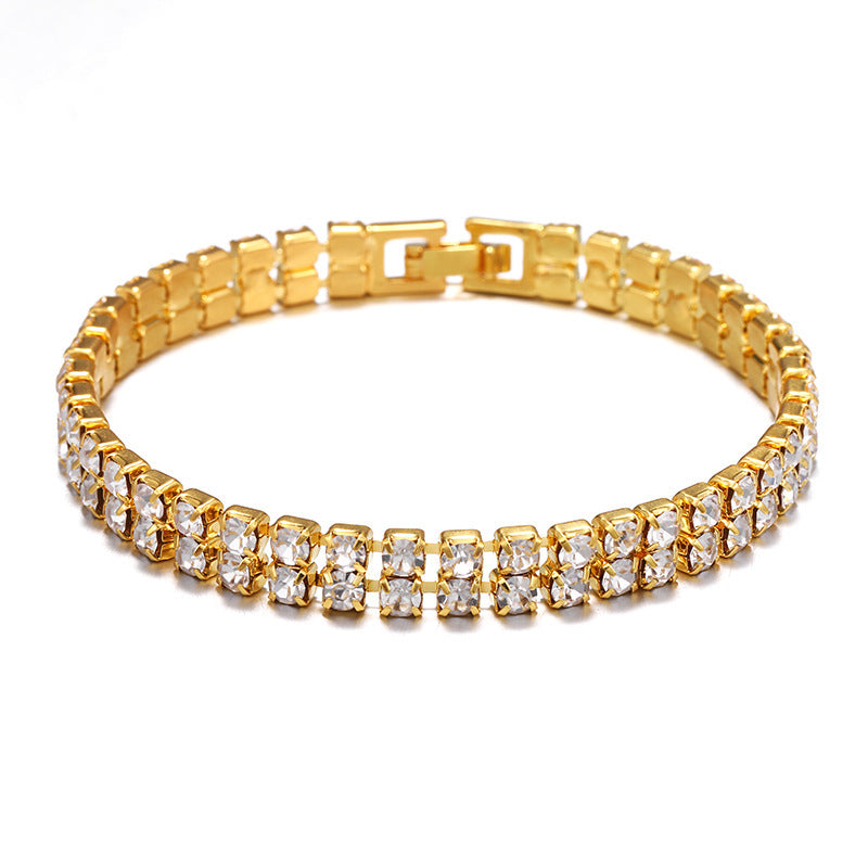 Wholesale Micro Studded Diamond Tennis Chain Double Row Bracelet