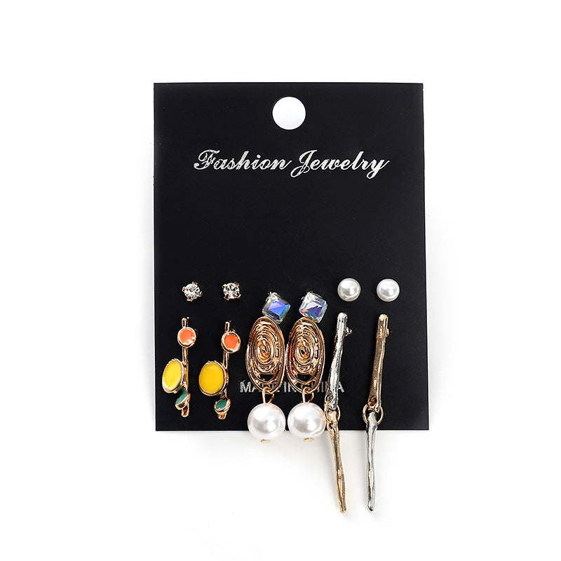 Wholesale 6 Pairs Combination Alloy Earrings Set