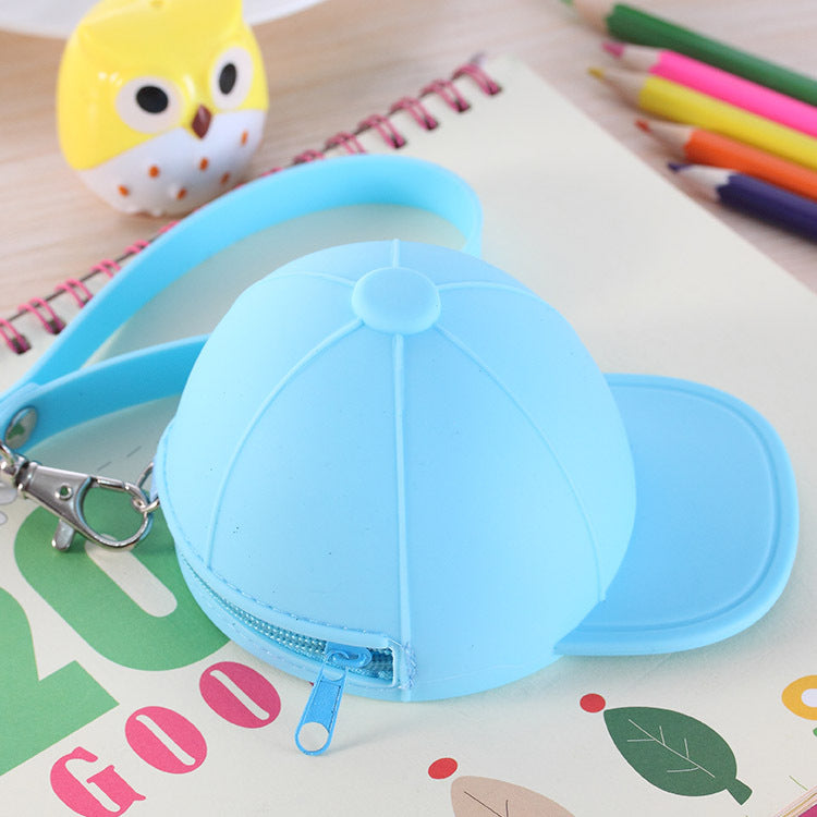Wholesale Cartoon Candy Color Baseball Cap Coin Pack Mini Hat Silicone Keychain