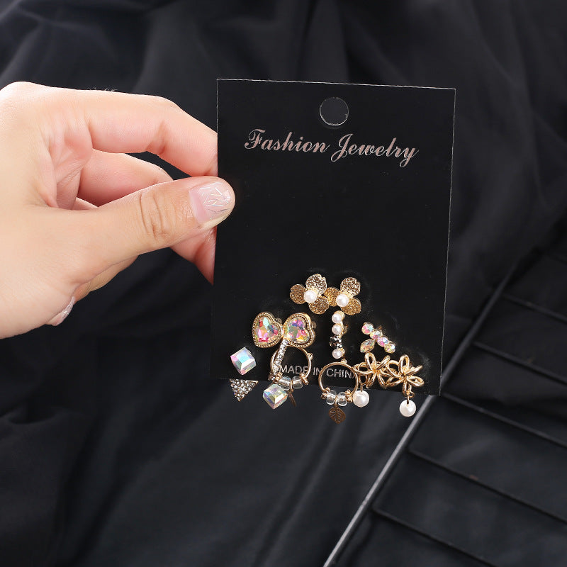 Wholesale 6 Pairs Combination Alloy Earrings Set