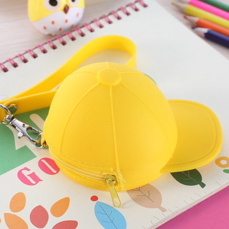 Wholesale Cartoon Candy Color Baseball Cap Coin Pack Mini Hat Silicone Keychain
