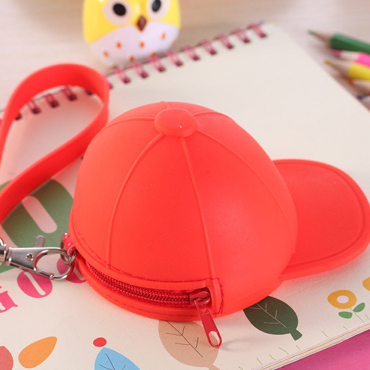 Wholesale Cartoon Candy Color Baseball Cap Coin Pack Mini Hat Silicone Keychain