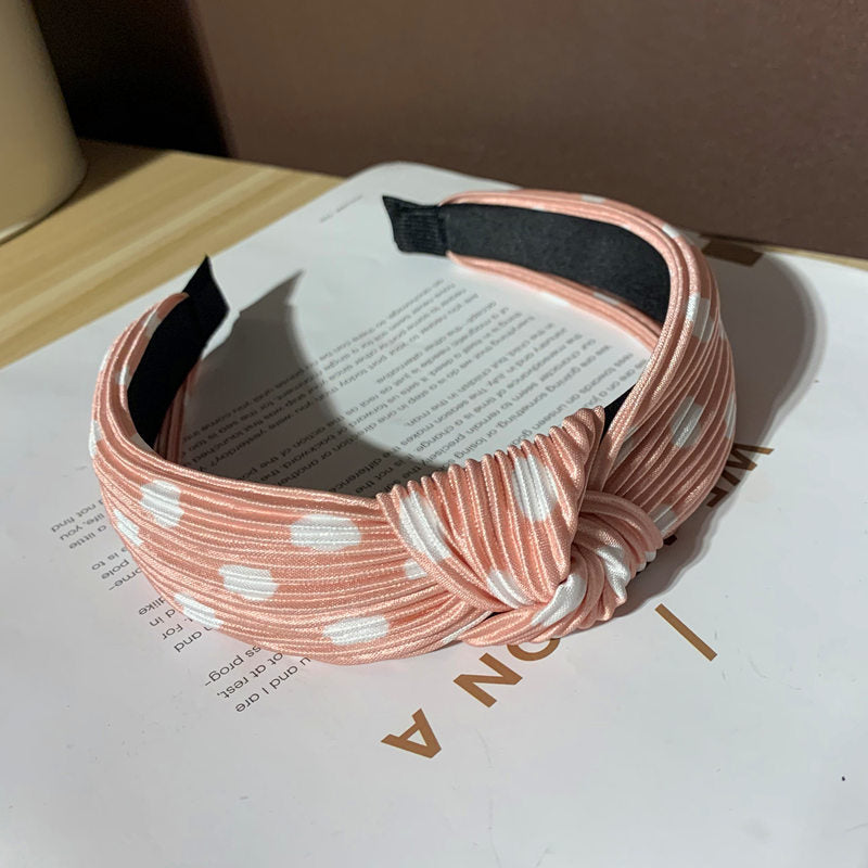 Wholesale Knotted Hairband Pleated Polka Dot Hair Band
