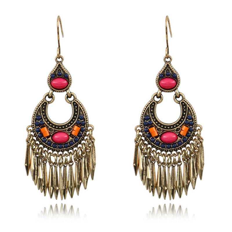 Wholesale Fashion Vintage Gold Tassel Earrings