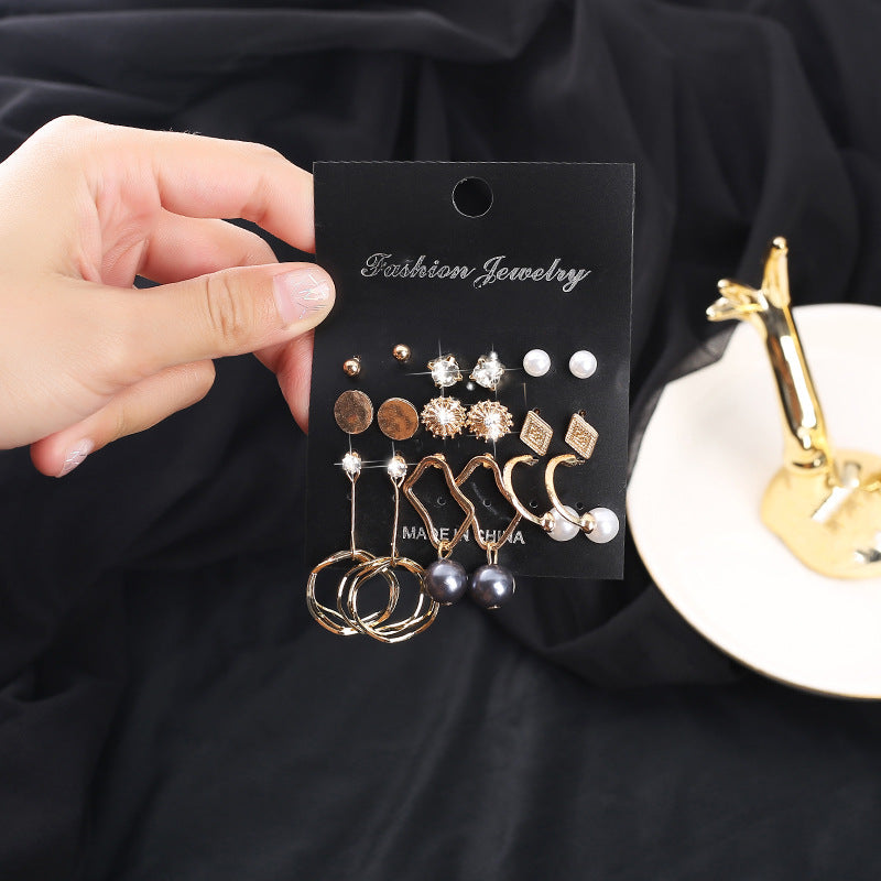 Wholesale 6 Pairs Combination Alloy Earrings Set