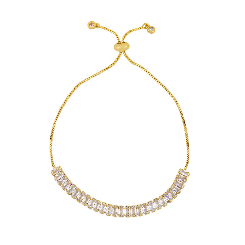 Wholesale Diamond-studded Copper Plated 18K Gold Bracelet Color Crystal Bracelet