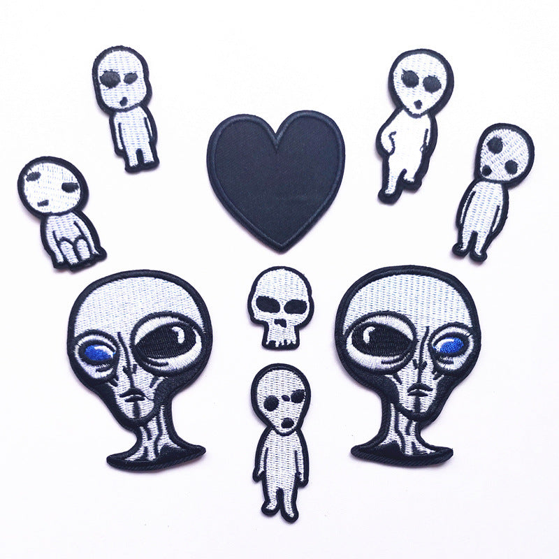 Wholesale Embroidered Skull Patches Black White Design DIY Clothing Accessory For Jeans 9 Pcs