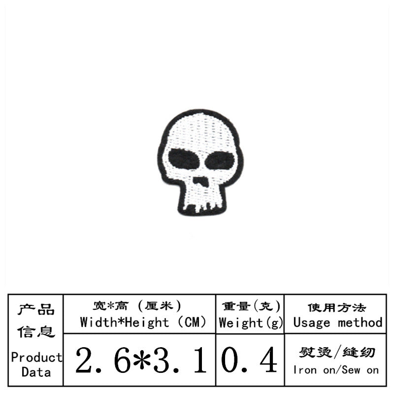 Wholesale Embroidered Skull Patches Black White Design DIY Clothing Accessory For Jeans 9 Pcs