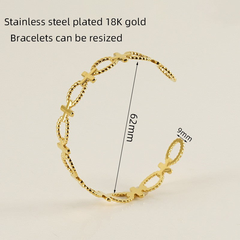 Wholesale Stainless Steel 18K Open Twist Pattern Adjustable Bracelet