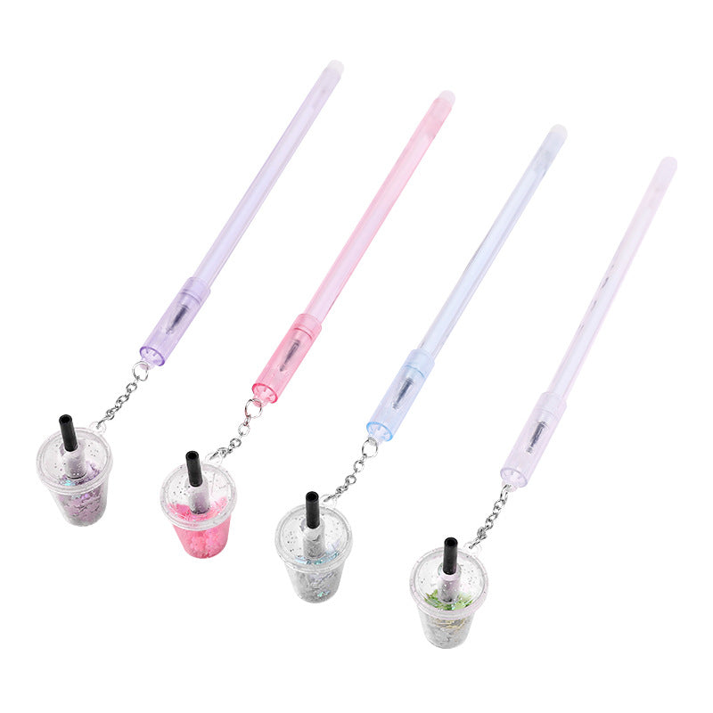 Wholesale Plastic Milk Tea Cup Pendant Gel Pen