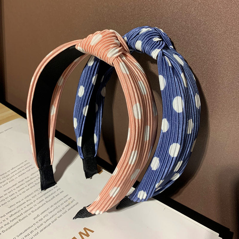 Wholesale Knotted Hairband Pleated Polka Dot Hair Band