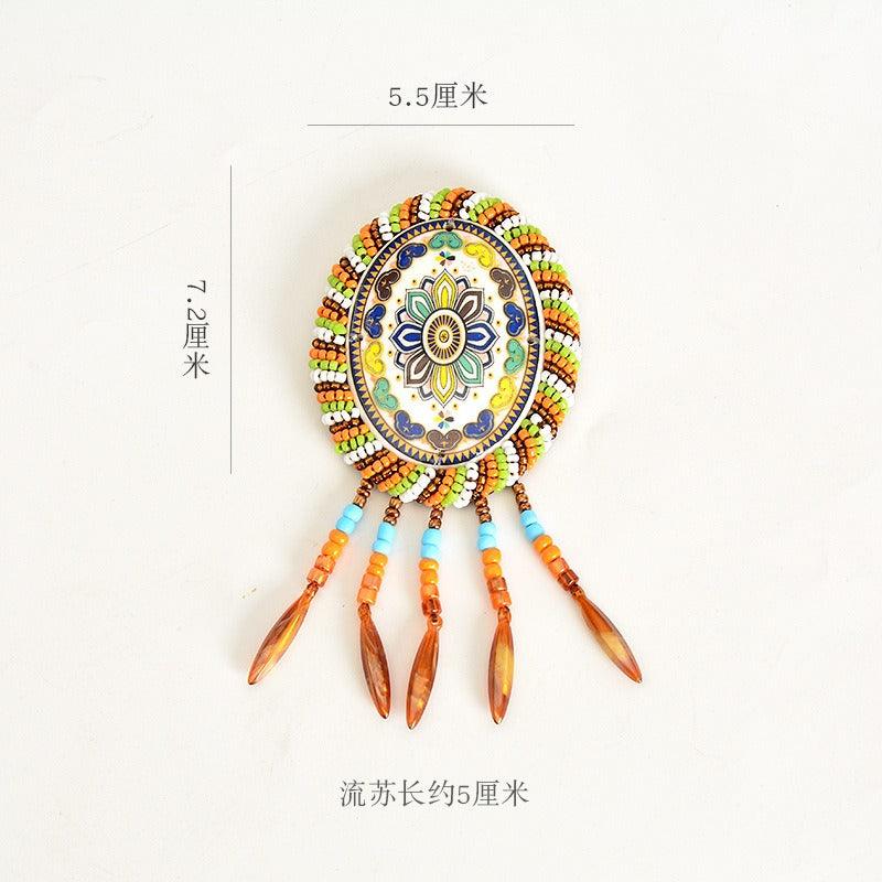 Wholesale DIY Handmade Beaded Cloth Patch Bohemian Tassel Hat Clothing Decoration