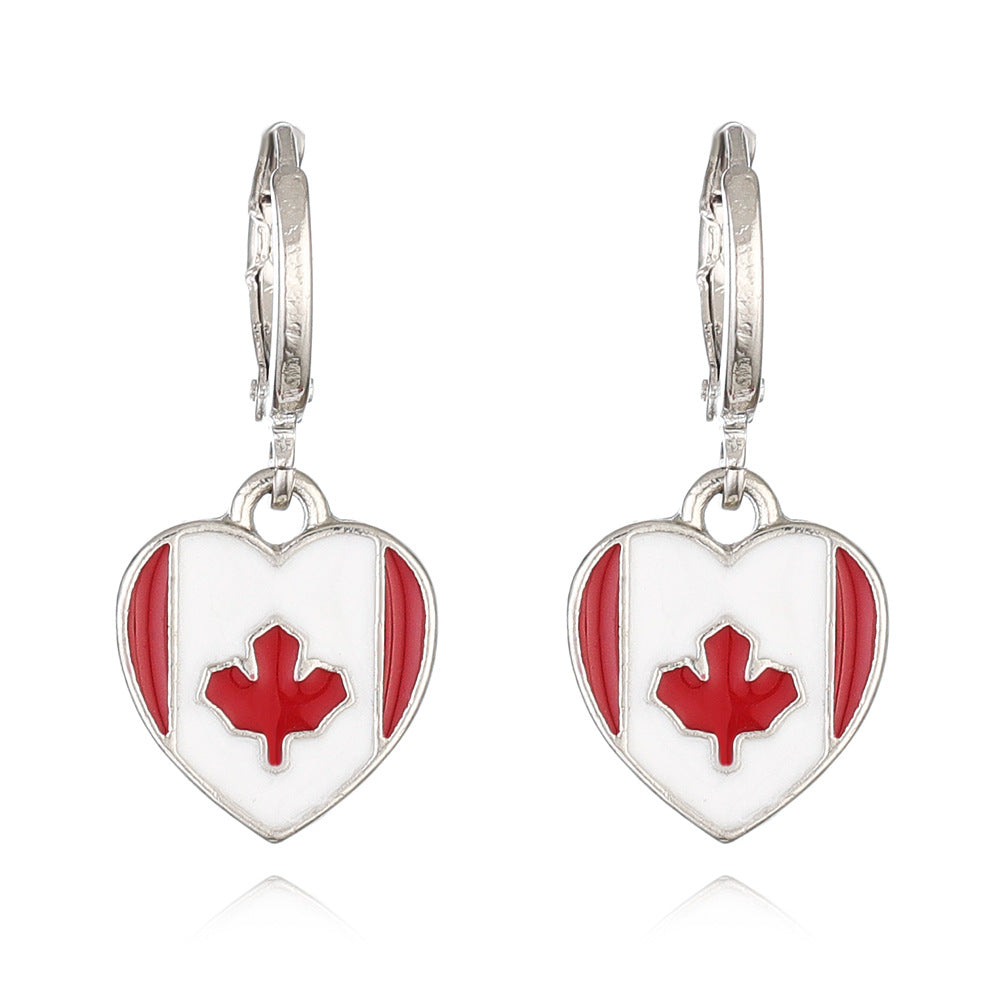 Wholesale National flag heart earrings