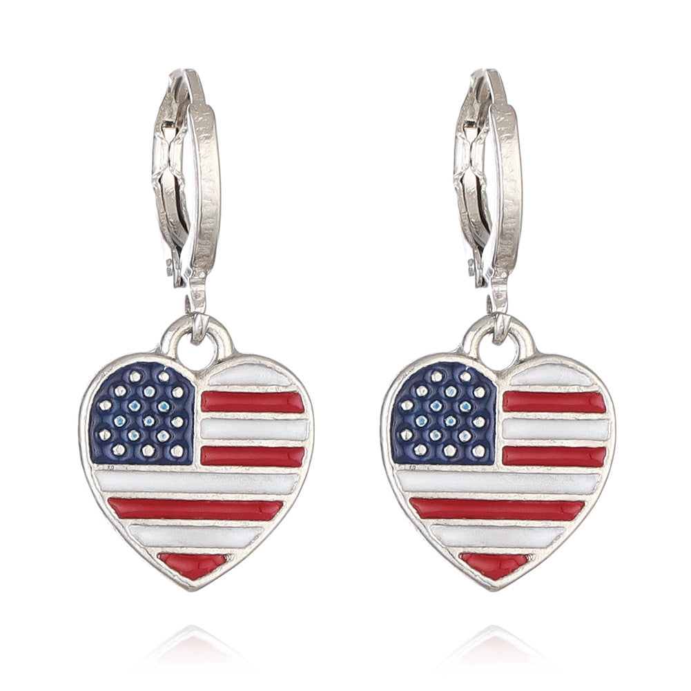 Wholesale National flag heart earrings