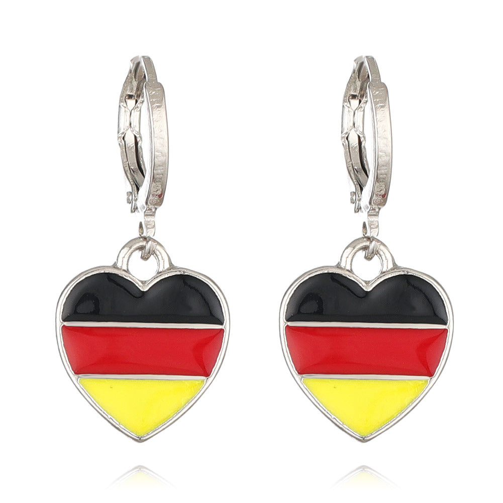 Wholesale National flag heart earrings