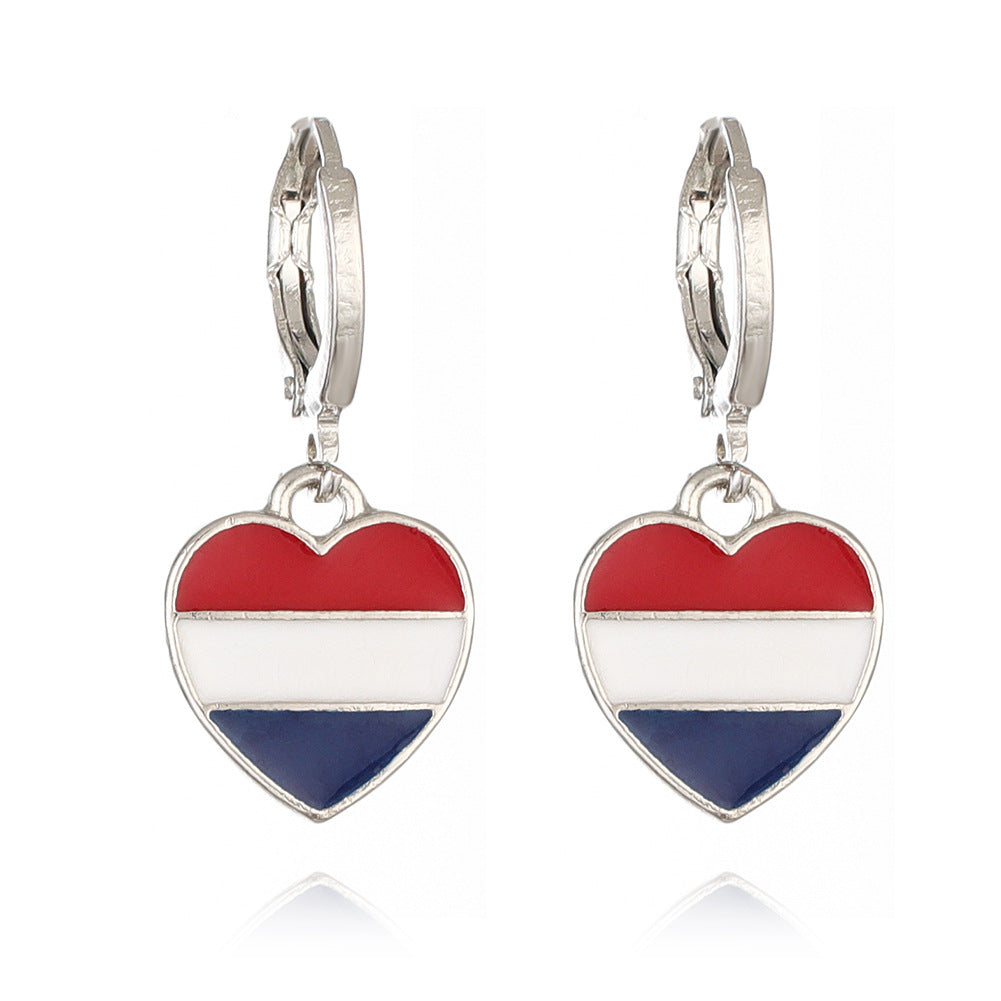 Wholesale National flag heart earrings