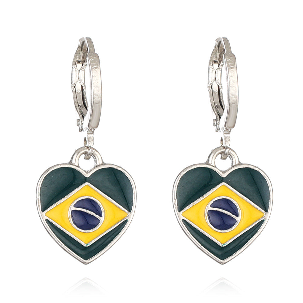 Wholesale National flag heart earrings
